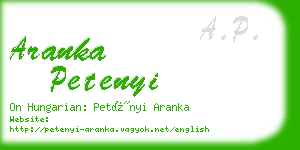 aranka petenyi business card